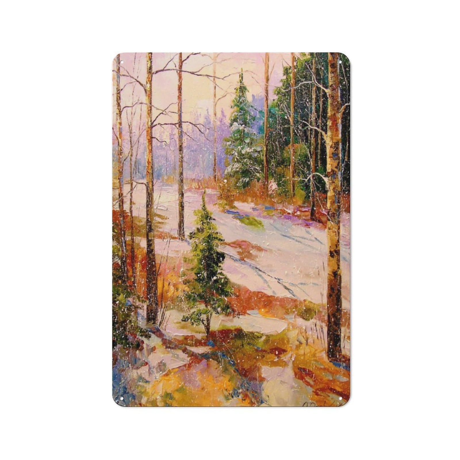 Junmoney In Winter In The Forest For Garden Room Or Summerhouse, Retro Metal Sign 30X20cm, For Metal Sign Collectors, For Vintage Wall Decor Fans