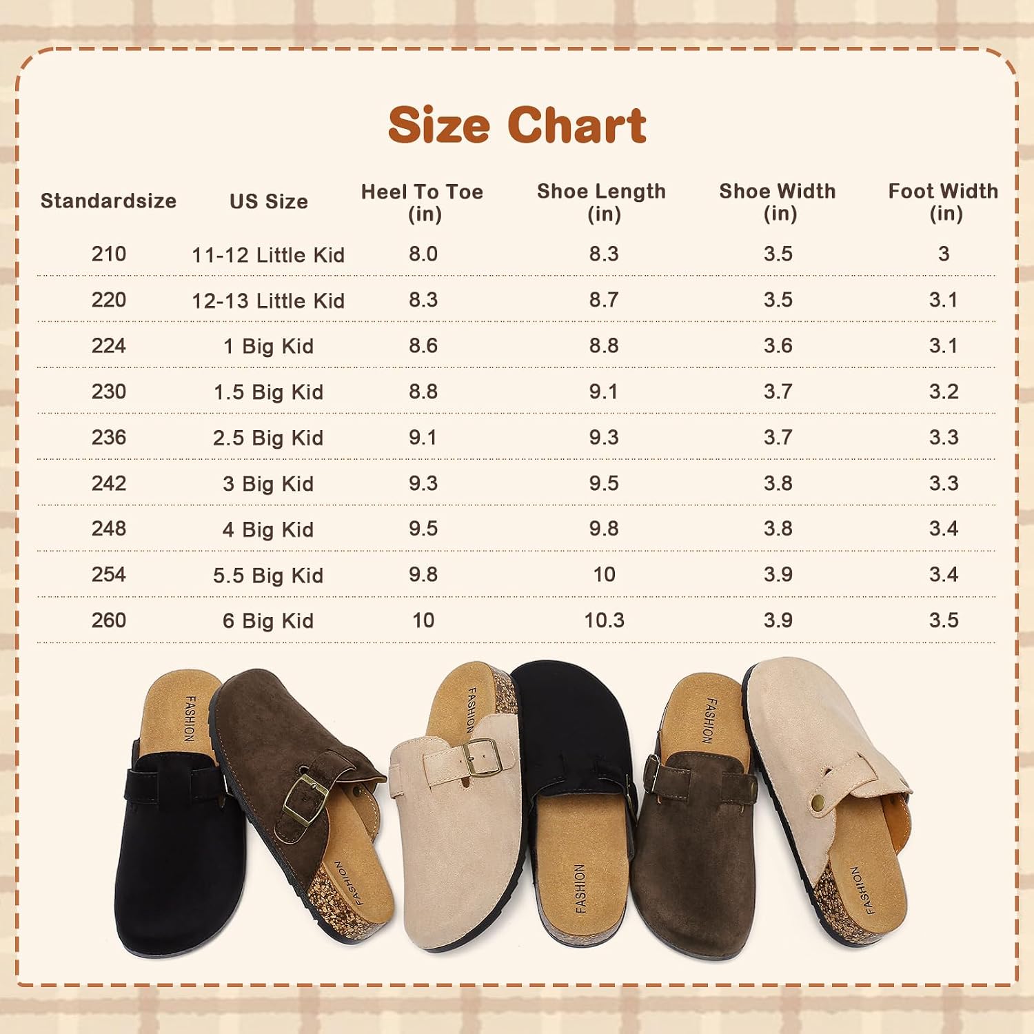 Kids Suede Clogs with Cork Footbed, Boys Girls Clogs Slides with Adjustable Buckle Comfort Memory Foam Insole Arch Support Mules Non-Slip Slippers Sandals for Toddlers