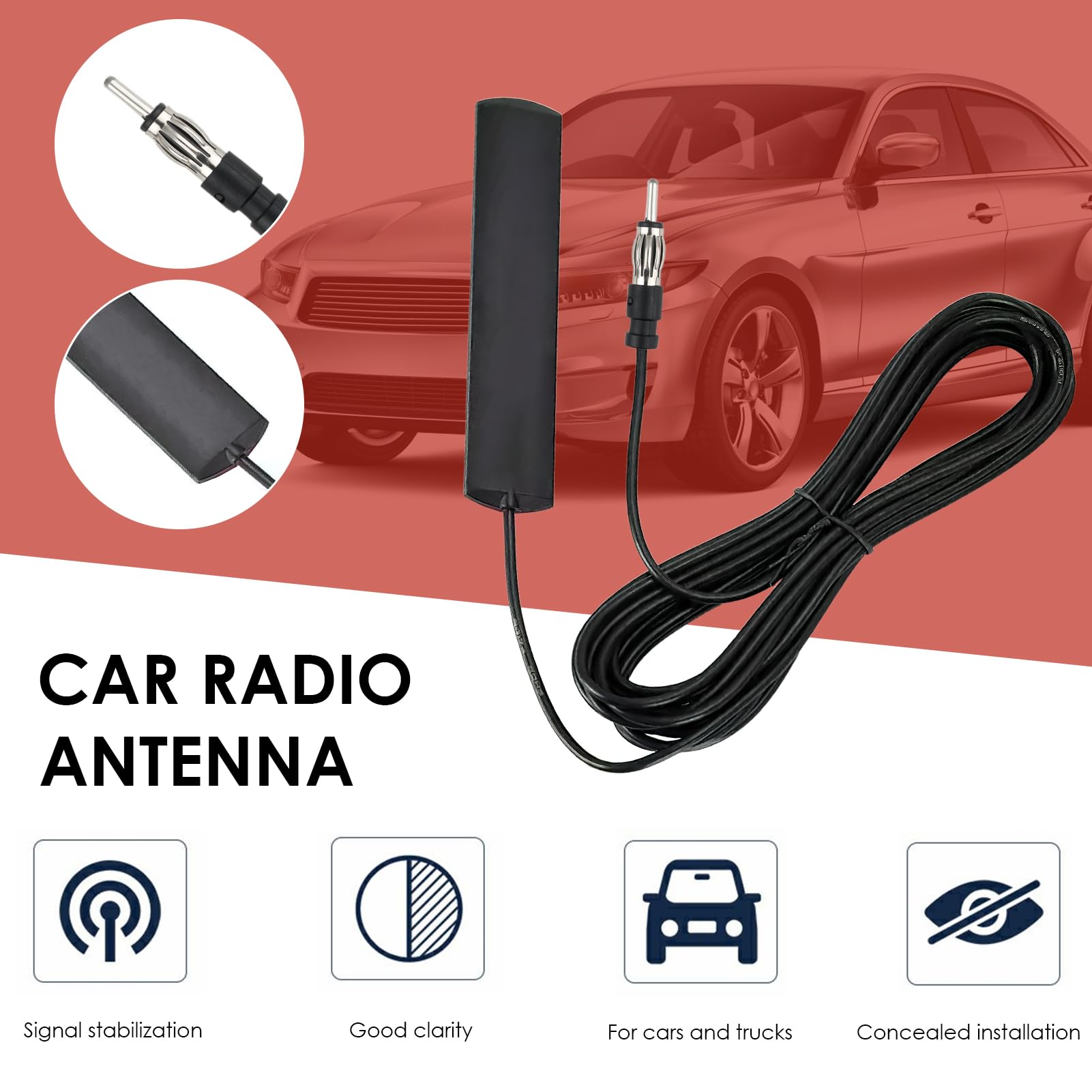 Antenne Radio Voiture Adhésive - Réception AM/FM Ultra Claire Pour Auto, SUV, Camion | Compatible Sony, Pioneer