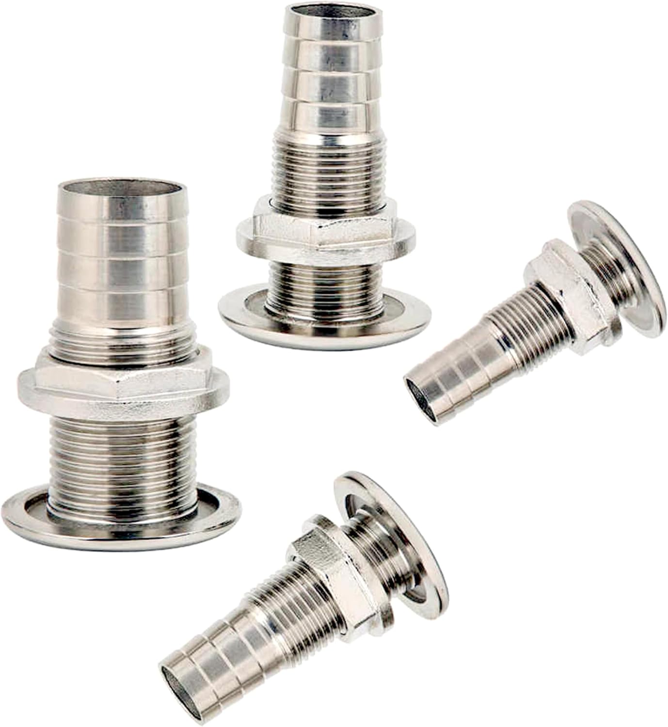 3/8" 1/2" 3/4" 1" 1-1/4"1-1/2" Thru Hull Fitting Hose Barb with Nut,316 Stainless Steel Accessories for Marine Boats Drain Pipe Yacht-1 Pack