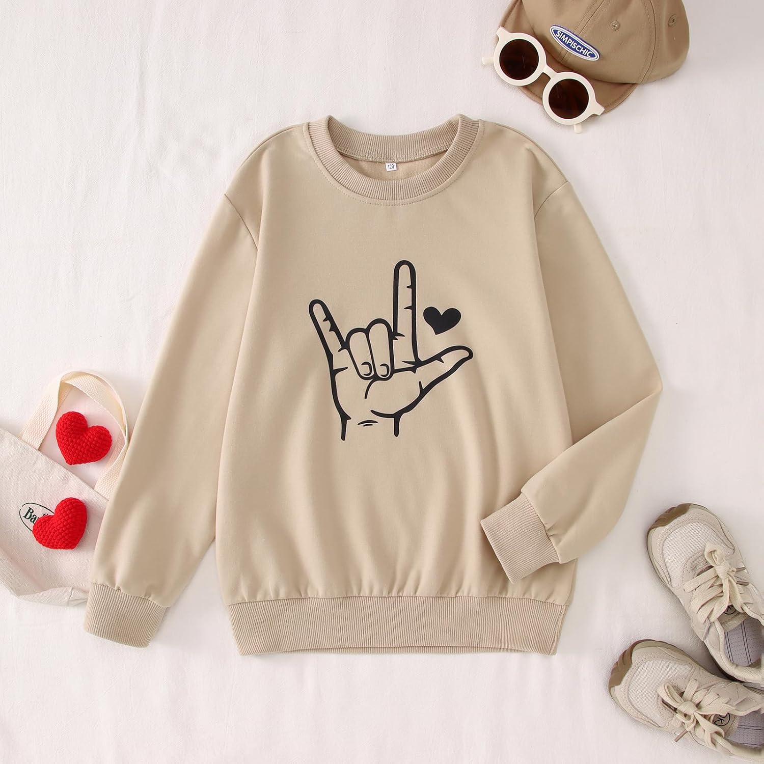 Boys Valentines Sweatshirt I Love You Sign Language Shirt Kid Long Sleeve Heart Graphic Crewneck Pullover Top - Image 4