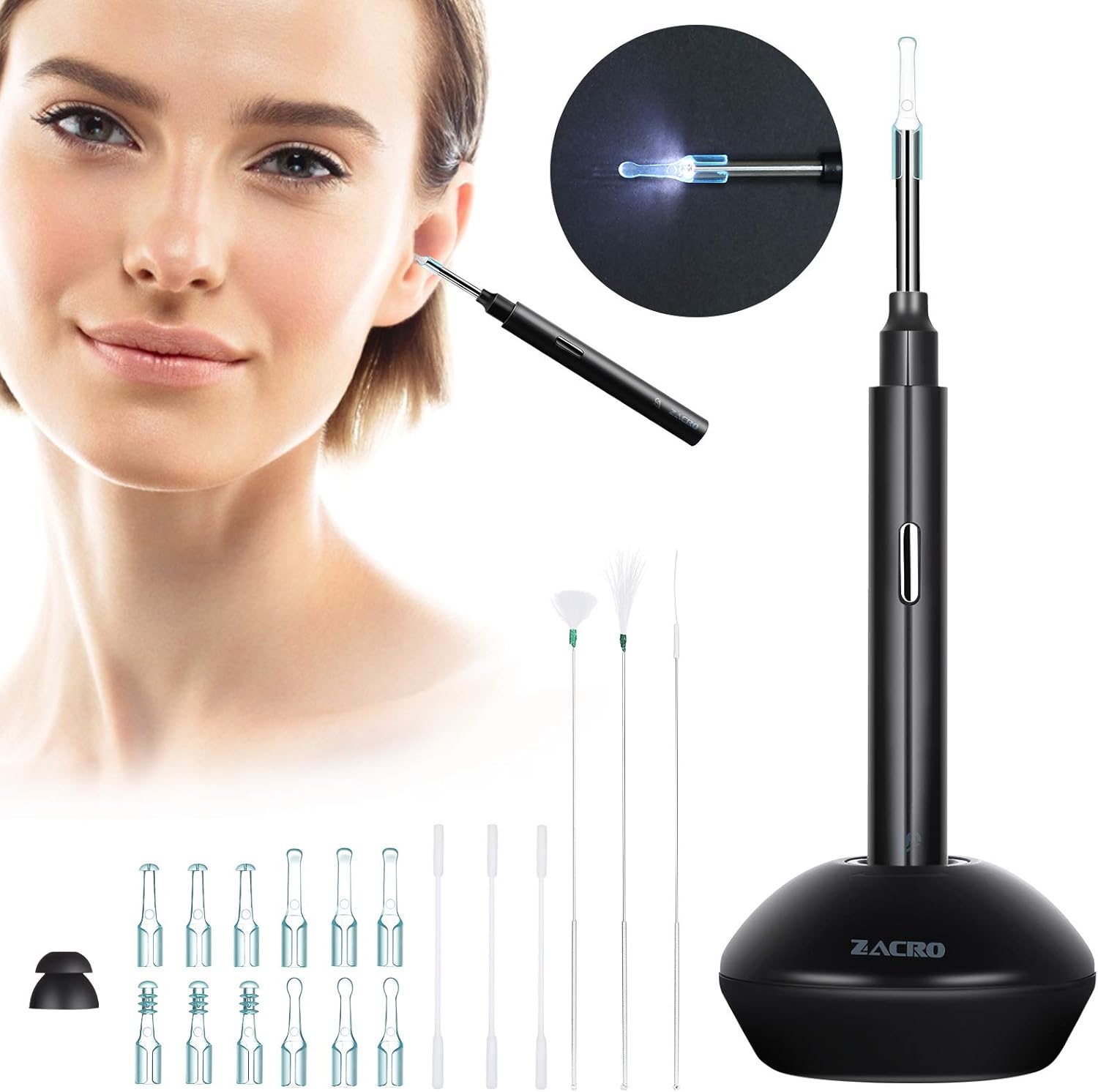 Zacro Ear Wax Removal Tool, Ear Cleaner with Camera 1080P HD WiFi