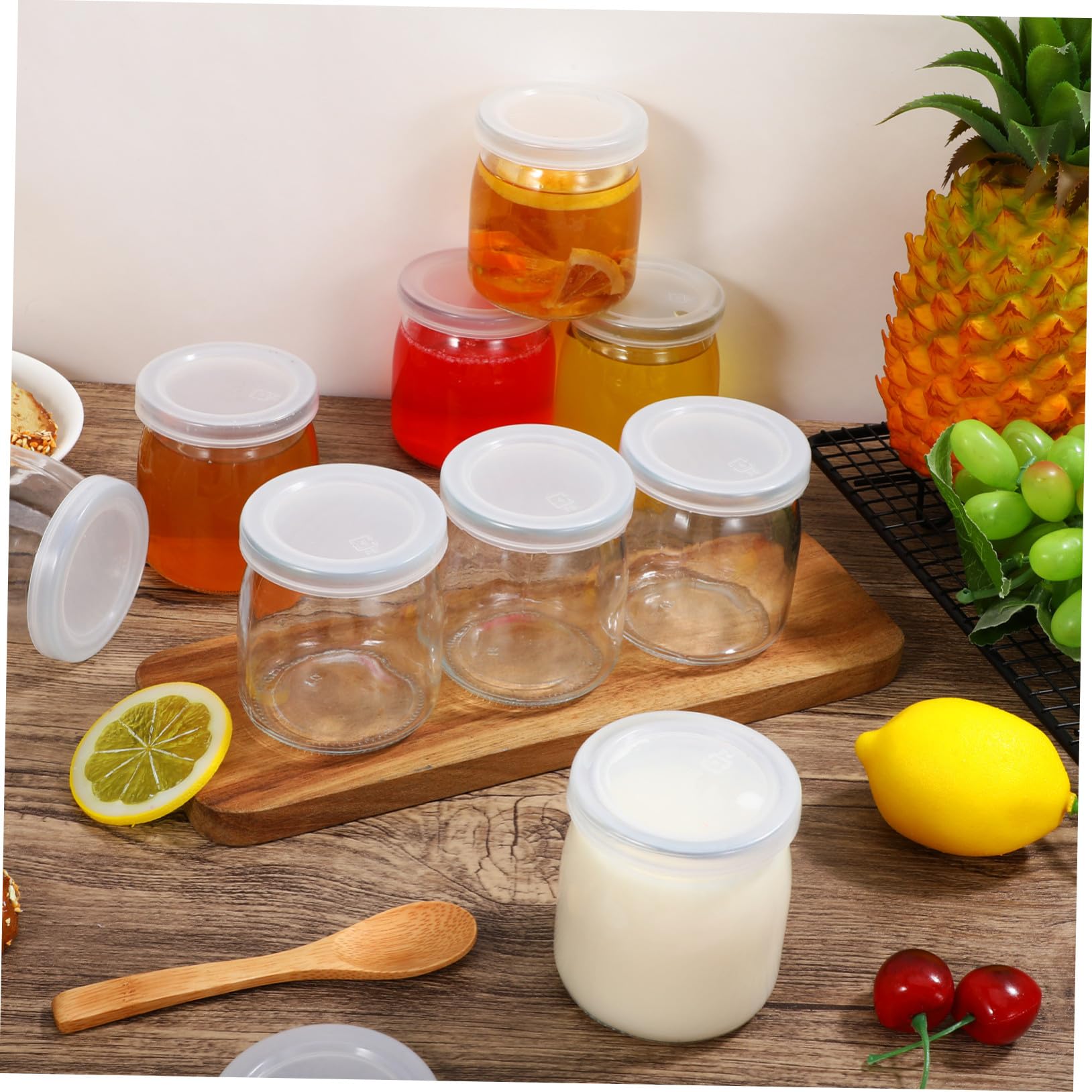 STOBAZA 12 Stück Teiliges Hitzebeständige Glas Dessertgläser mit Deckel Stapelbare Pudding und Joghurtbehälter Vielseitige Mini Mousse Cups für Marmelade Babybrei Gefrierschrank Geeignet