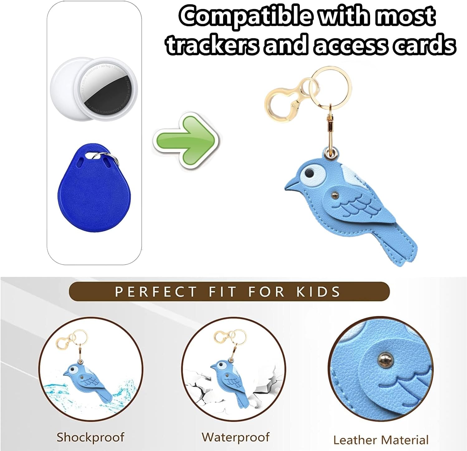 BORKUANA PU Leather Keychain holder Protective Case Compatible with AirTag image 4
