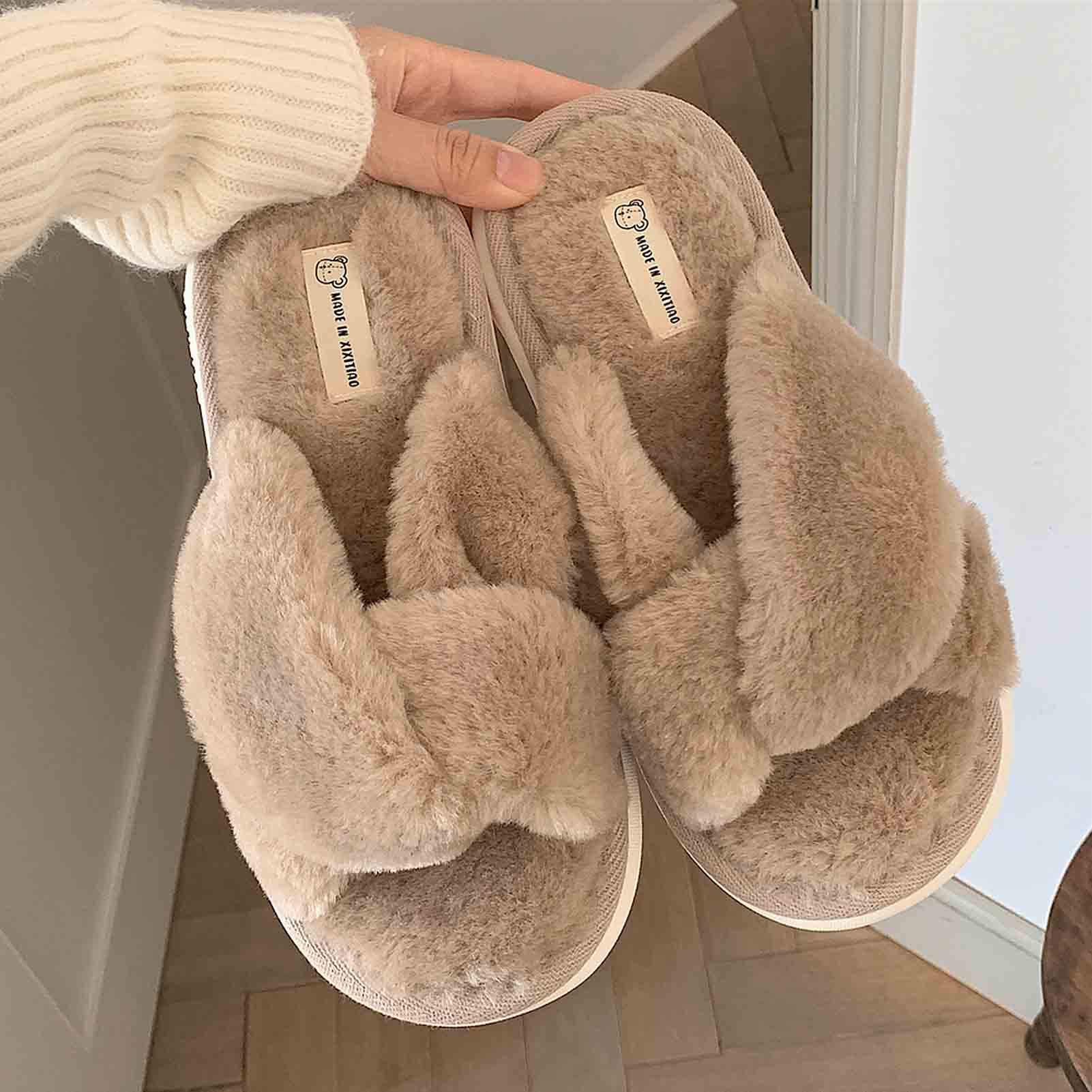 Chaussons en peluche pour femmes élégants en fausse fourrure de qualité supérieure et douce