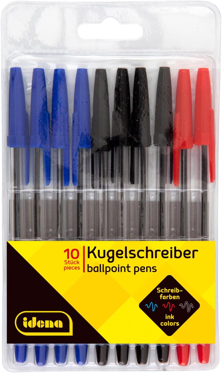 Idena 500234 - Penna a sfera, 10 pezzi, colori di scrittura assortiti