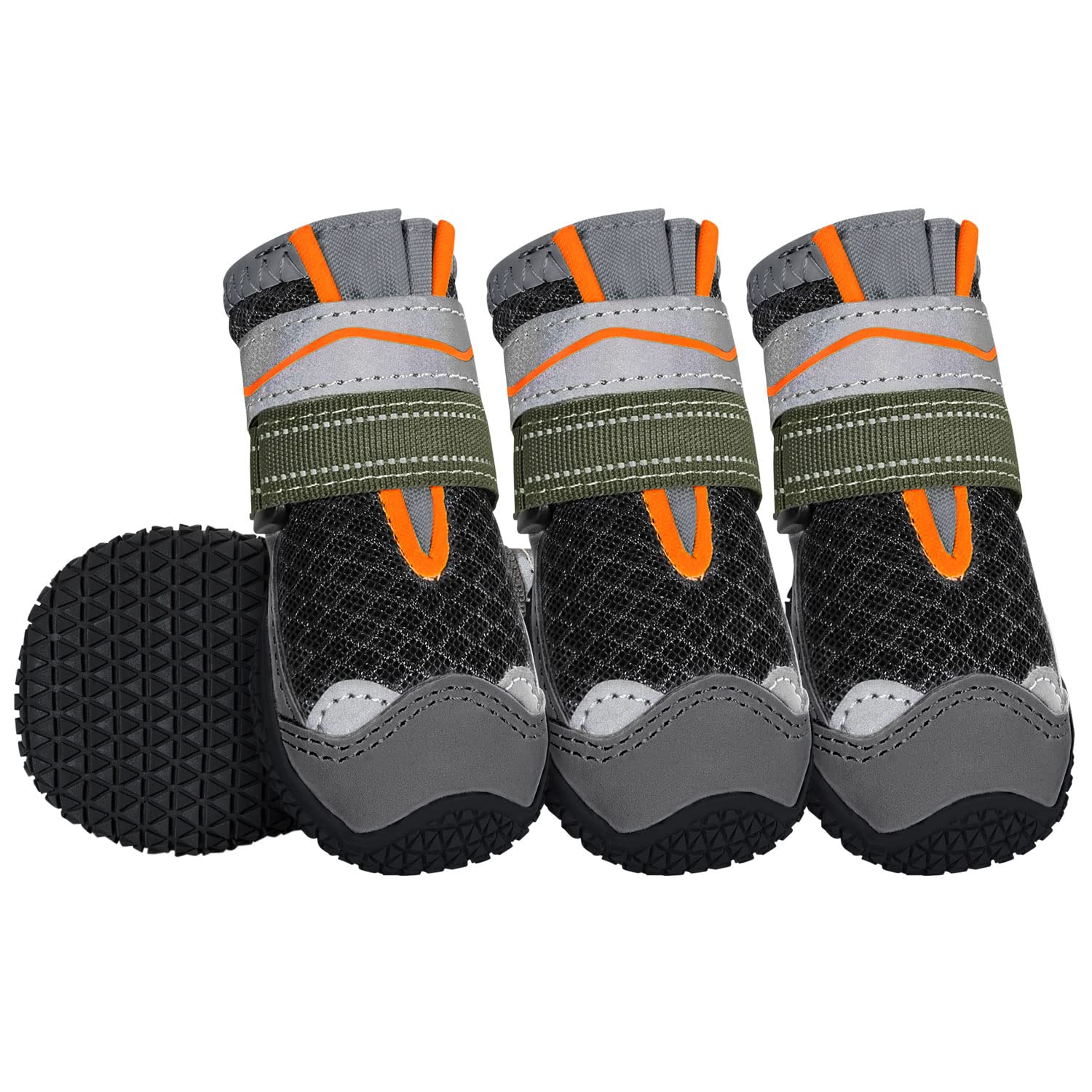 SlowTon Dog Boots for Injured Paws Waterproof, Breathable Paw Protectors with Reflective Strip Dual Adjustable Washable Non-Slip Shoes Comfortable Dog Snow Boot for Small Medium Large Dogs