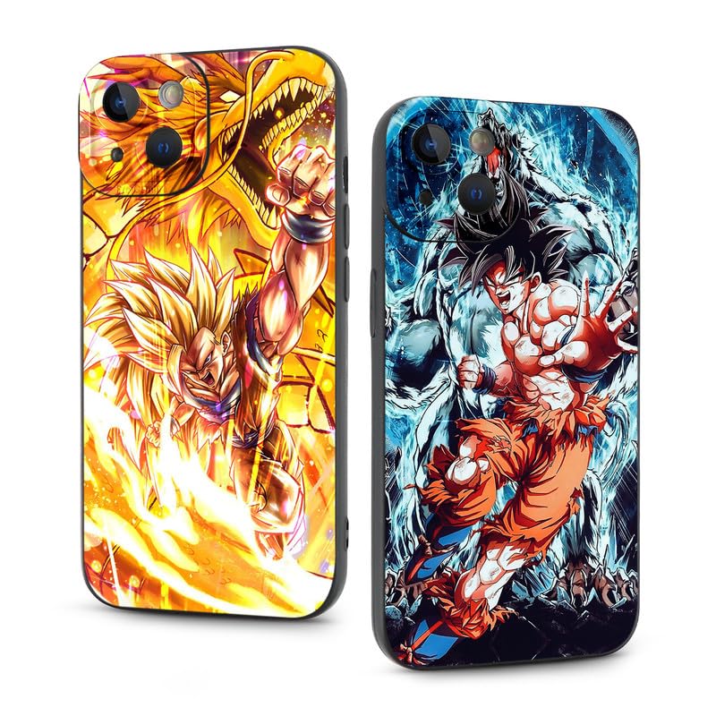 2 Piezas Anime Funda para Xiaomi Redmi Note 12 Pro 5G 6.67'' Cover Dragonball Z Super Z DBZ Son Goku Patrón Diseño Carcasa Antichoque Protecciones para Las Lentes Suave TPU Protectora Animadas Fundas
