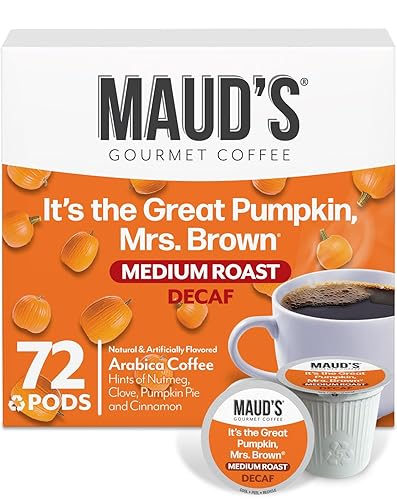 Maud's Cápsulas de café con sabor a especias de calabaza descafeinada, 72 unidades, café con sabor a tostado medio en cápsulas reciclables de una