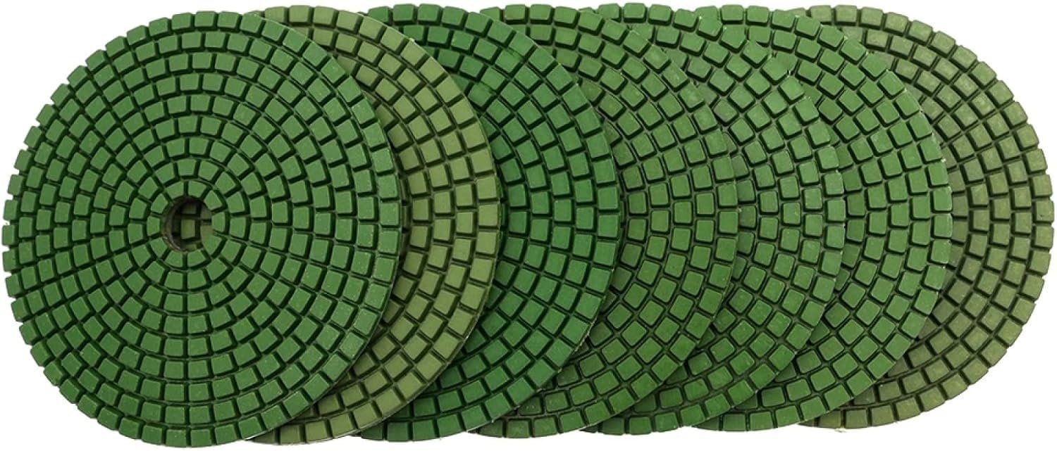 Almohadillas pulidoras de diamante, Juego de 7 almohadillas de pulido de diamante de 4 pulgadas, almohadilla de pulido húmeda flexible de 100 mm for granito, mármol, hormigón, disco de pulido for suel