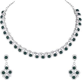 Diamond/Stones Necklace Set with Earrings for Women | Stylish Jewellery for Party, Wedding and Festive Occasions | Fashion Accessories