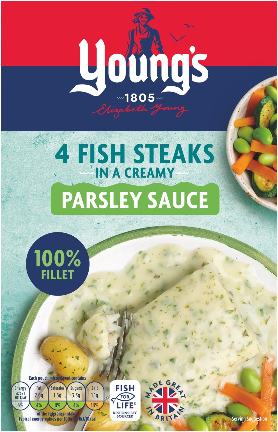 Young's Fish Steaks in Parsley Sauce, 4 x 140g (Frozen)