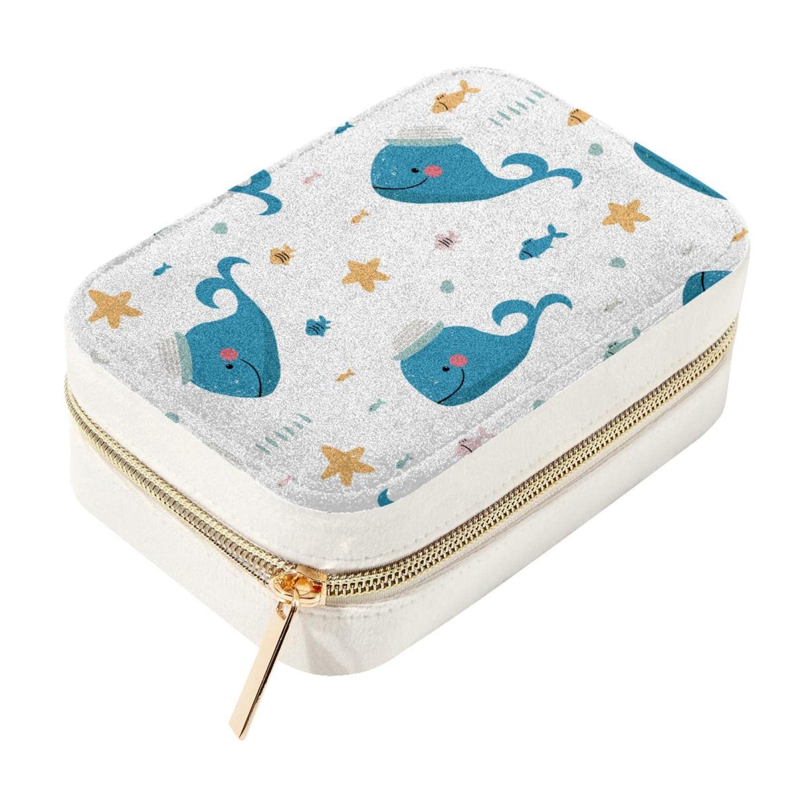 Boîte de rangement bijoux velours blanc fermeture éclair boîte décorative
