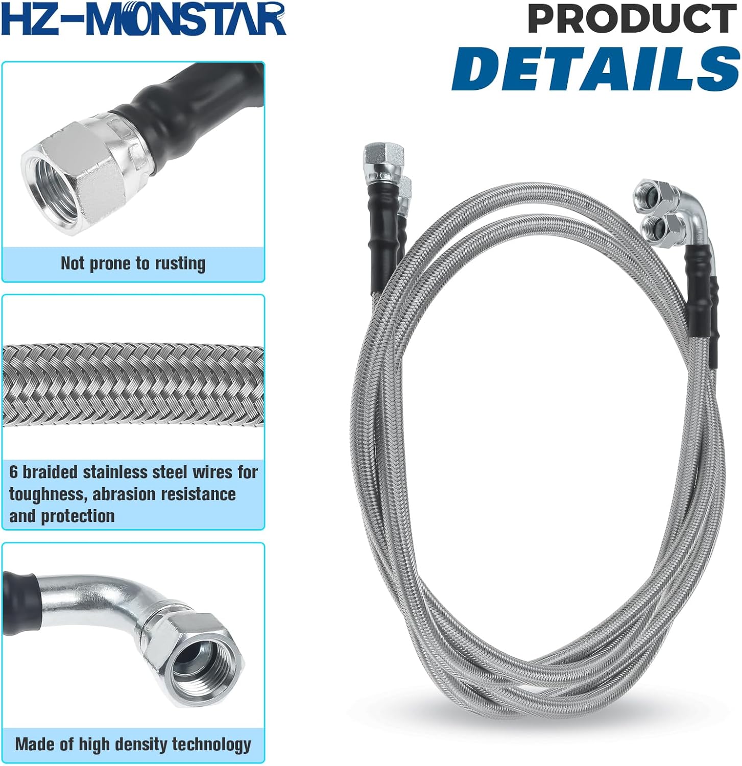 6AN 52" Transmission Fluid Oil Cooler Hose Line Kit, TH350 Transmission Cooler Lines Compatible with GM Chevy Ford GMC Buick Cadillac Cars and Trucks for 700R4 TH400