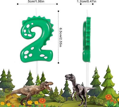 Miniatura 2 de Velas con números de cumpleaños, velas de dinosaurio de 2.8 pulgadas, velas de cumpleaños para tartas, velas de dinosaurio, decoración de fiesta