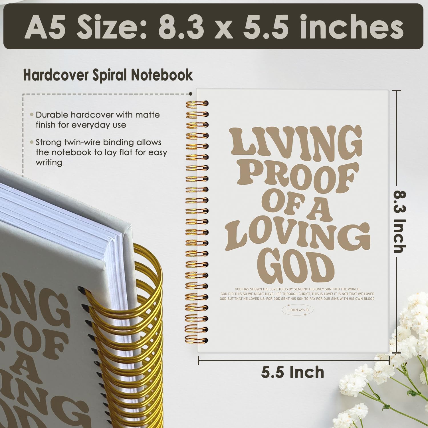 Bible Notebook, Christian Journal, Bible Study Notebook, Living Proof of a Loving God, Church Hardcover Spiral Notebook 5.5x8.3 - Image 7
