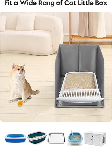 Miniatura 6 de Caja de arena impermeable para gatos con alfombrilla extraíble, caja para gatos con 2 ganchos para cuchara, antifugas, control de polvo, fácil de