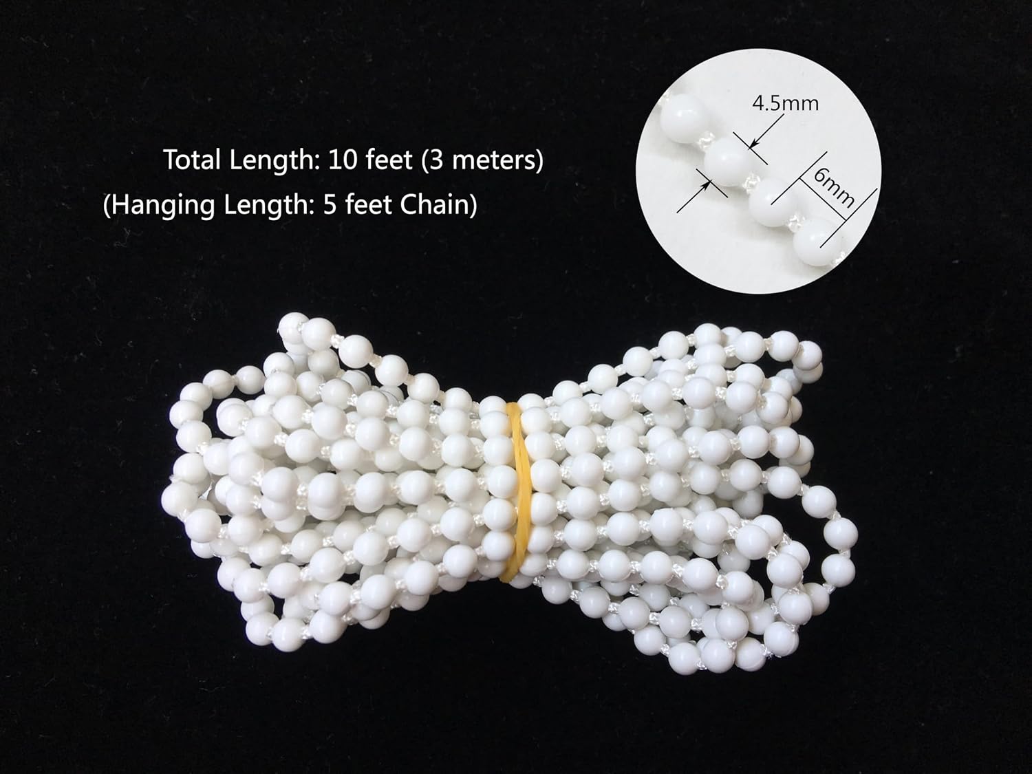 3 Meters Continuous Blind Chain (Drop 59”) for Roller Roman Venetian Honeycomb Vertical Shade, Roller Shade Chain, Endless Blinds Beaded Chain (3 Pack)