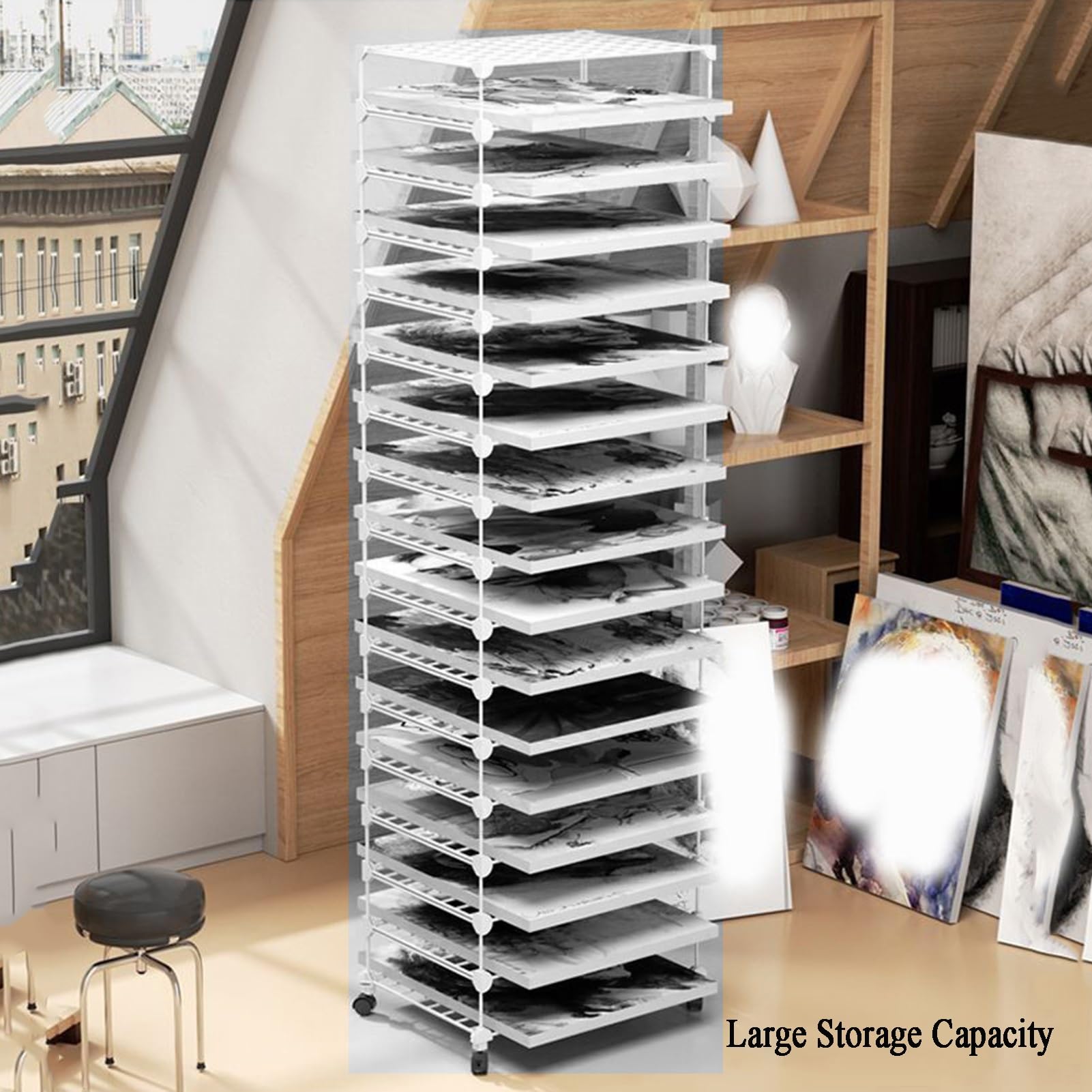 Organizador De Papel, Organizador De Clasificación De 4/5/6/7/8 Capas, Clasificador De Papel, Gabinete De Almacenamiento De Papel For El Hogar, El Aula, La Oficina, La Escuela (negro, Blanco)(White,7t
