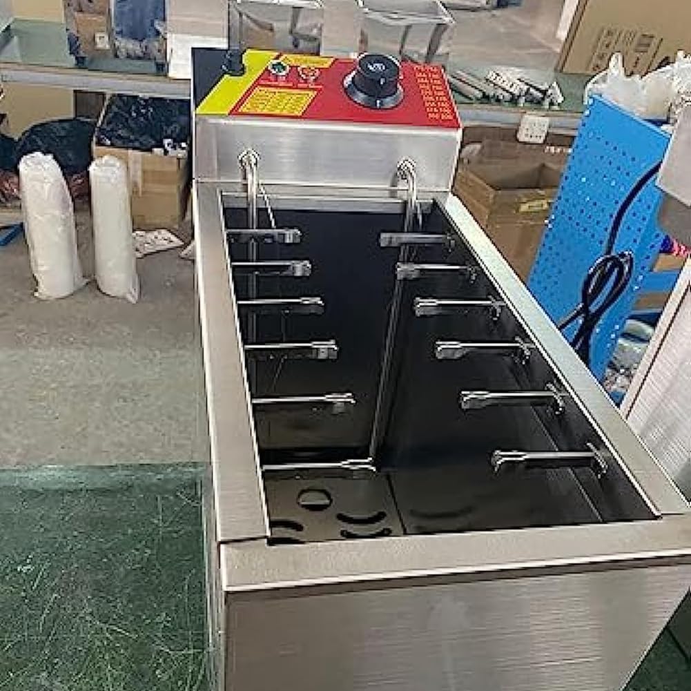 25L Cheese Hot Dogs Sticks Frying Machine, Commercial Electric Deep Fat Fryer, Countertop Stainless Steel Kitchen Fat Fryer Frying Machine, Corn Dog Fryer, for Restaurant,Store,Home