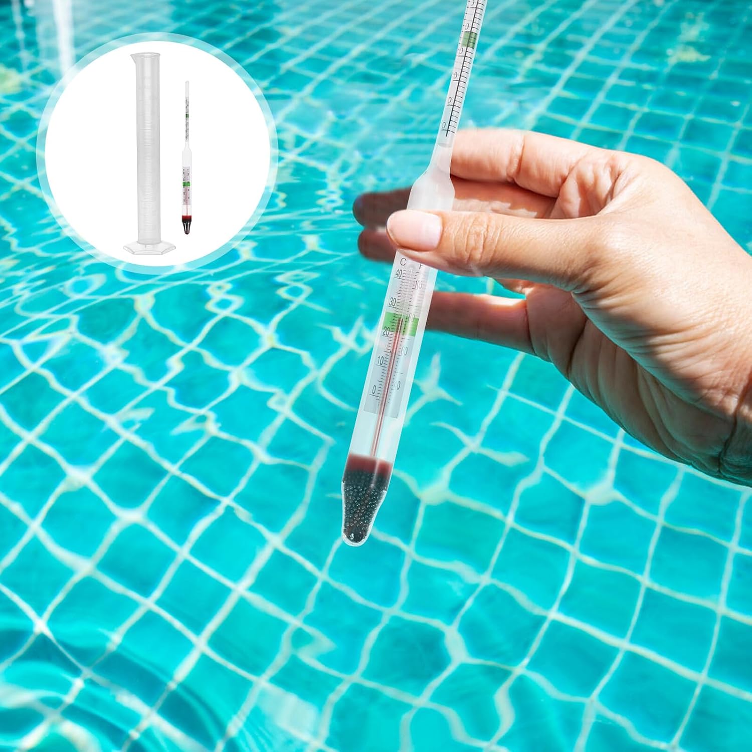 Didiseaon Aquatic Hydrometer with Plastic Cylinder Glass Saltwater Gravimeter for Aquarium Fish Tank Water Testing Accurate Measuring Tool for Fish Farming and Home Use