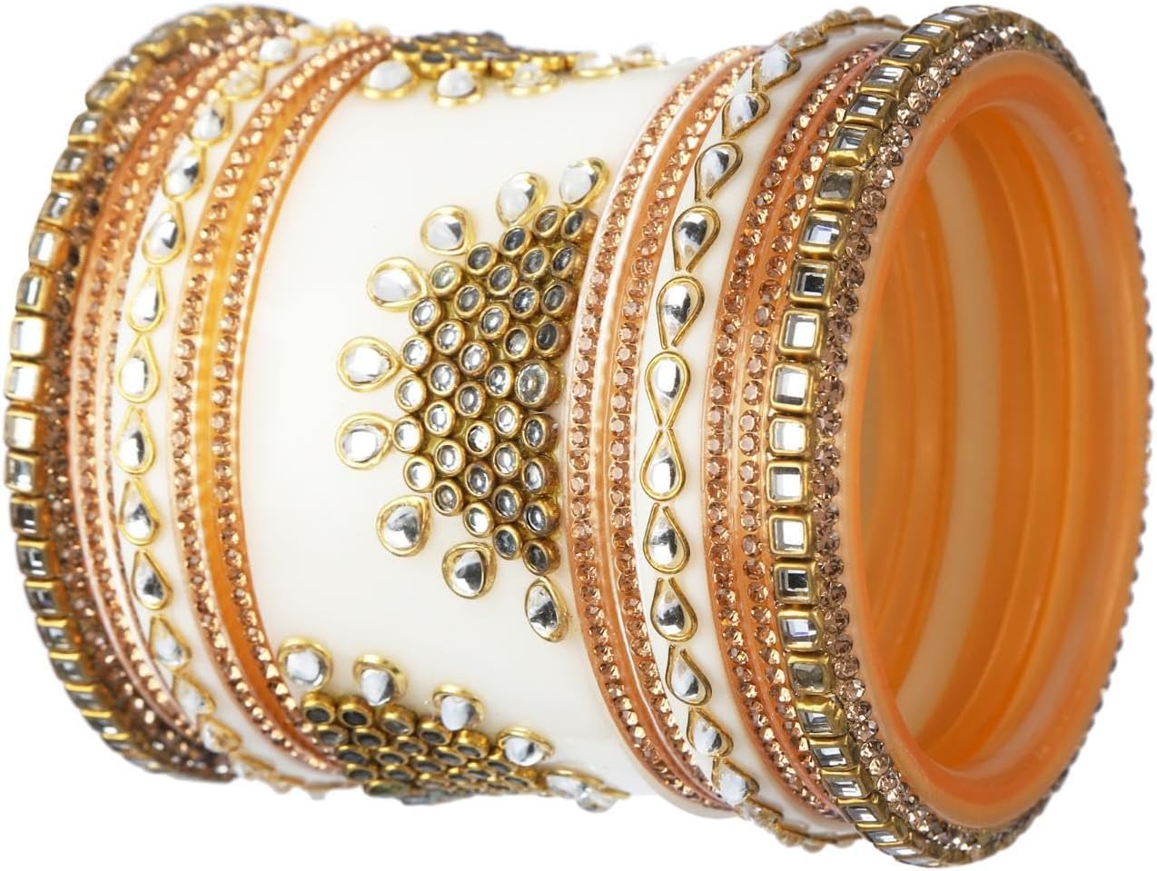 Efulgenz Indian Bangle Set for Wedding Rhinestone Crystal Kundan Bridal Bracelet Acrylic Bangles Punjabi Chuda for Women Chura Bangles Heavy Bridal Dulhan Bangles Fashion Jewelry
