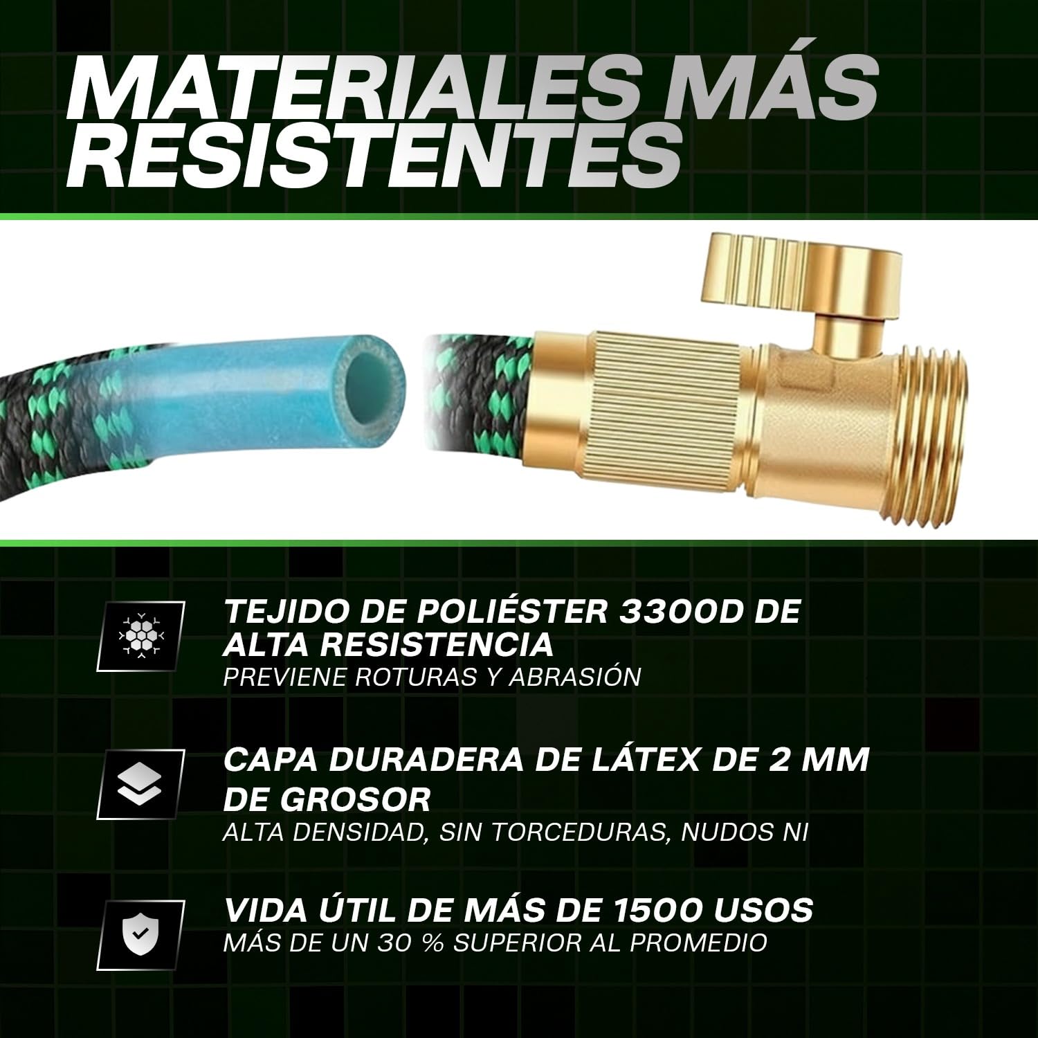 Manguera jardin extensible de 15 metros retráctil y sin nudos – manguera extensible ligera con pistola 10 funciones, sin fugas y fácil de guardar – para riego, exterior, coche y mascotas
