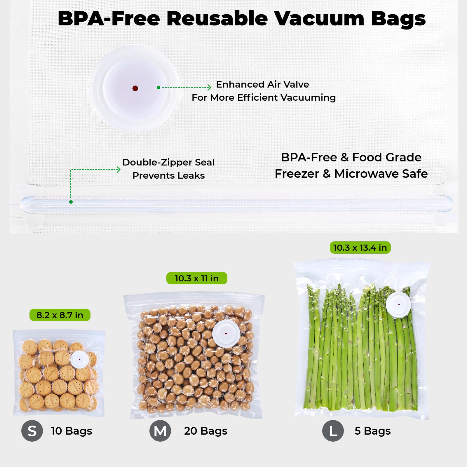 Sellador al vacío para alimentos (máquina selladora al vacío compacta + 35 bolsas de vacío reutilizables)