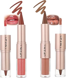Juego de 2 delineadores de labios brillantes,...
