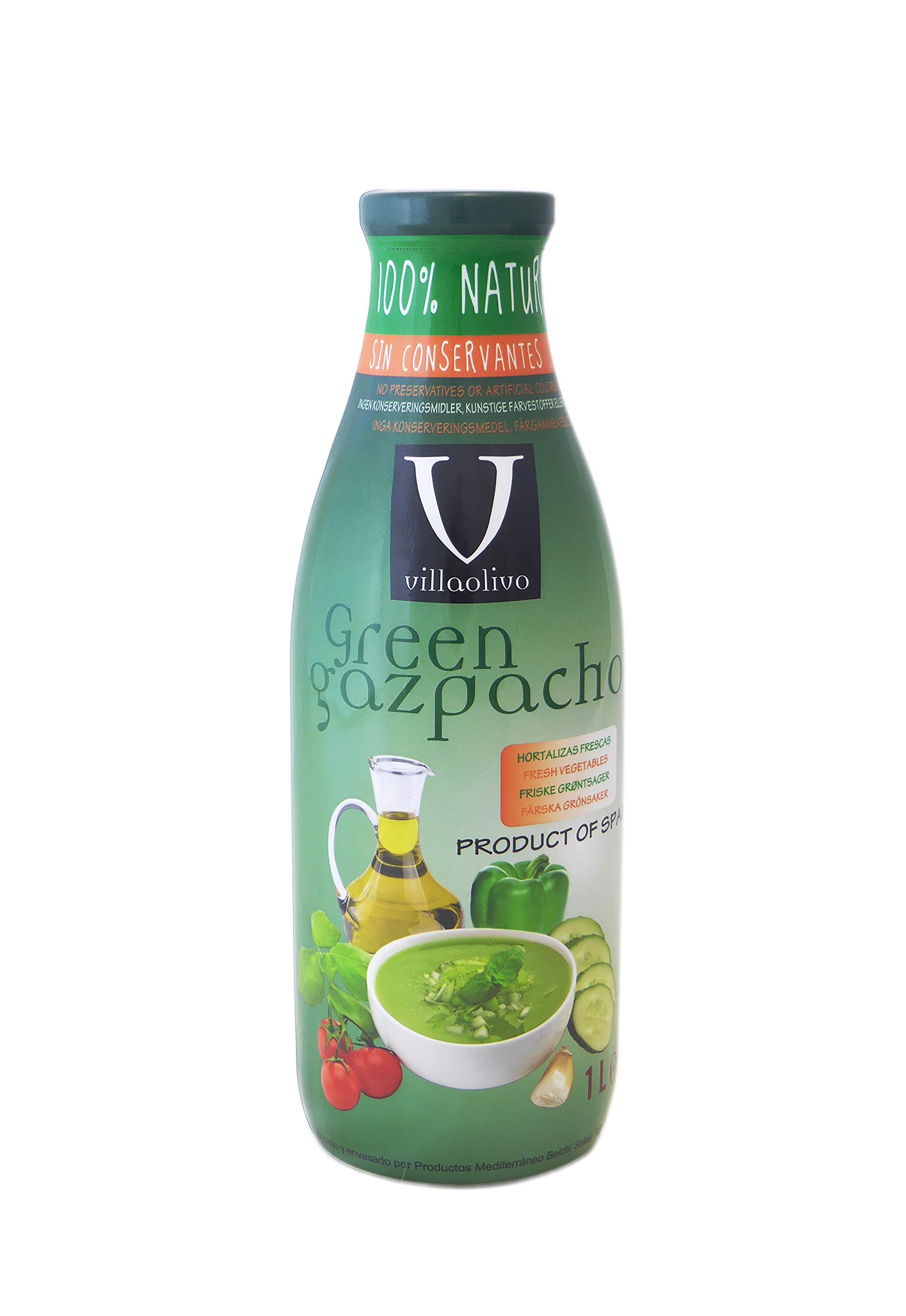 Villaolivo gazpacho verde sin conservantes Tarro de Cristal 1L