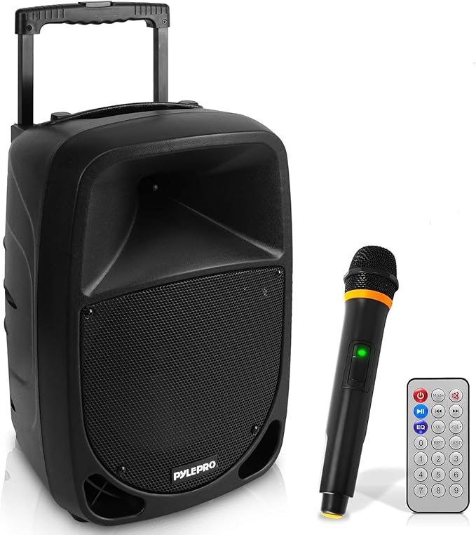Pyle Enceinte Bluetooth Portable, 1000W, Enceinte Sono Karaoké avec Microphone sans Fil UHF, Télécommande et Batterie Rechargeable Intégrée, MP3/USB/SD, Voyants Lumineux Indicateur de Batterie LED