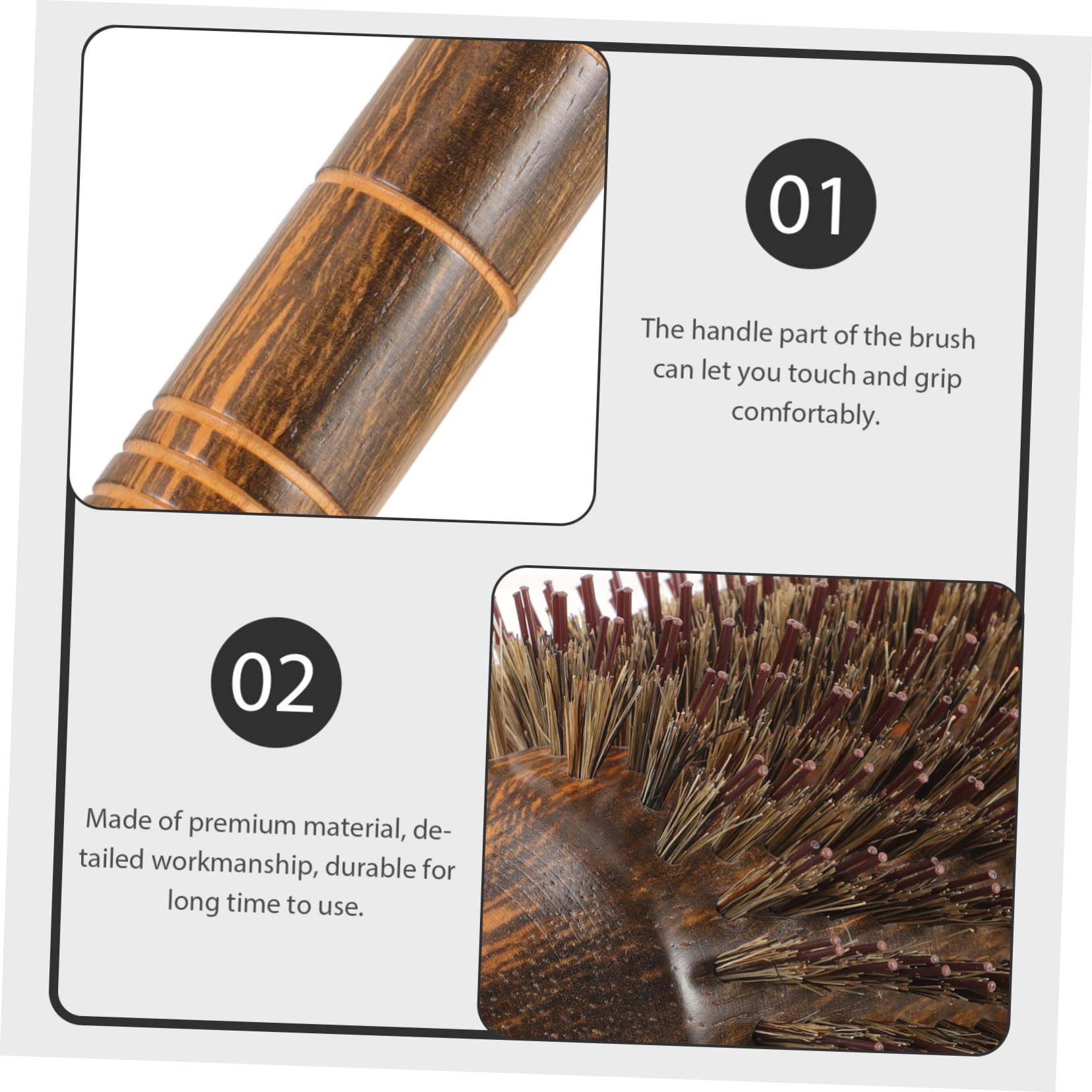 Cepillo Redondo Enrollable Grande de Madera y Nylon para Peinar | Color Coffee, para Mujeres y Niñas, Ayuda a Desenredar Enredos y Mejora la Textura del Cabello
