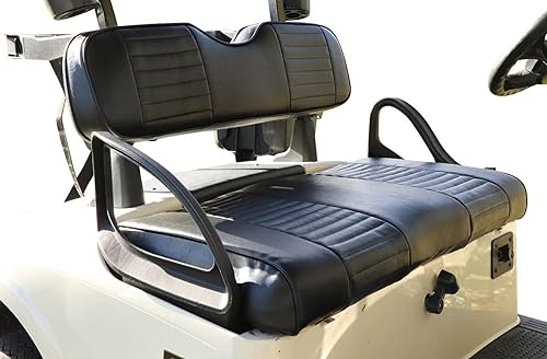 Vista 23 de Huskey - 4 fundas de asiento delantero/trasero de carrito de golf para modelos Club Car Precedent 2004 en adelante a gas y eléctricos, ajuste Negro