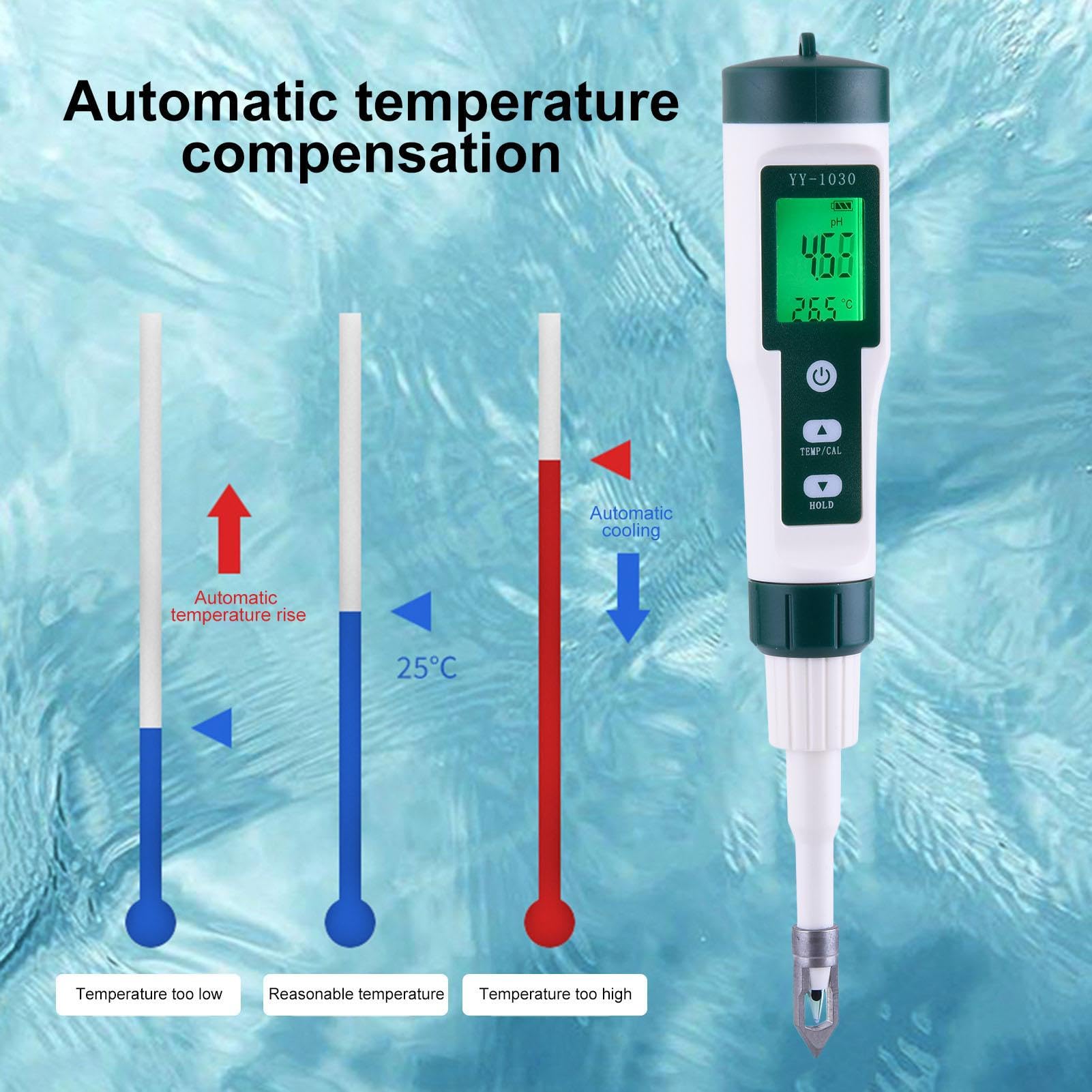 pH-metro digitale - pH-metro alimentare | pH-metro alimentare con sonda pH ad alta precisione - tester di pH 'acqua portatile per acquario per lievito, campioni solidi, vian | ad alta precisione - tester di pH 'acqua portatile per acquario per lievito, ca