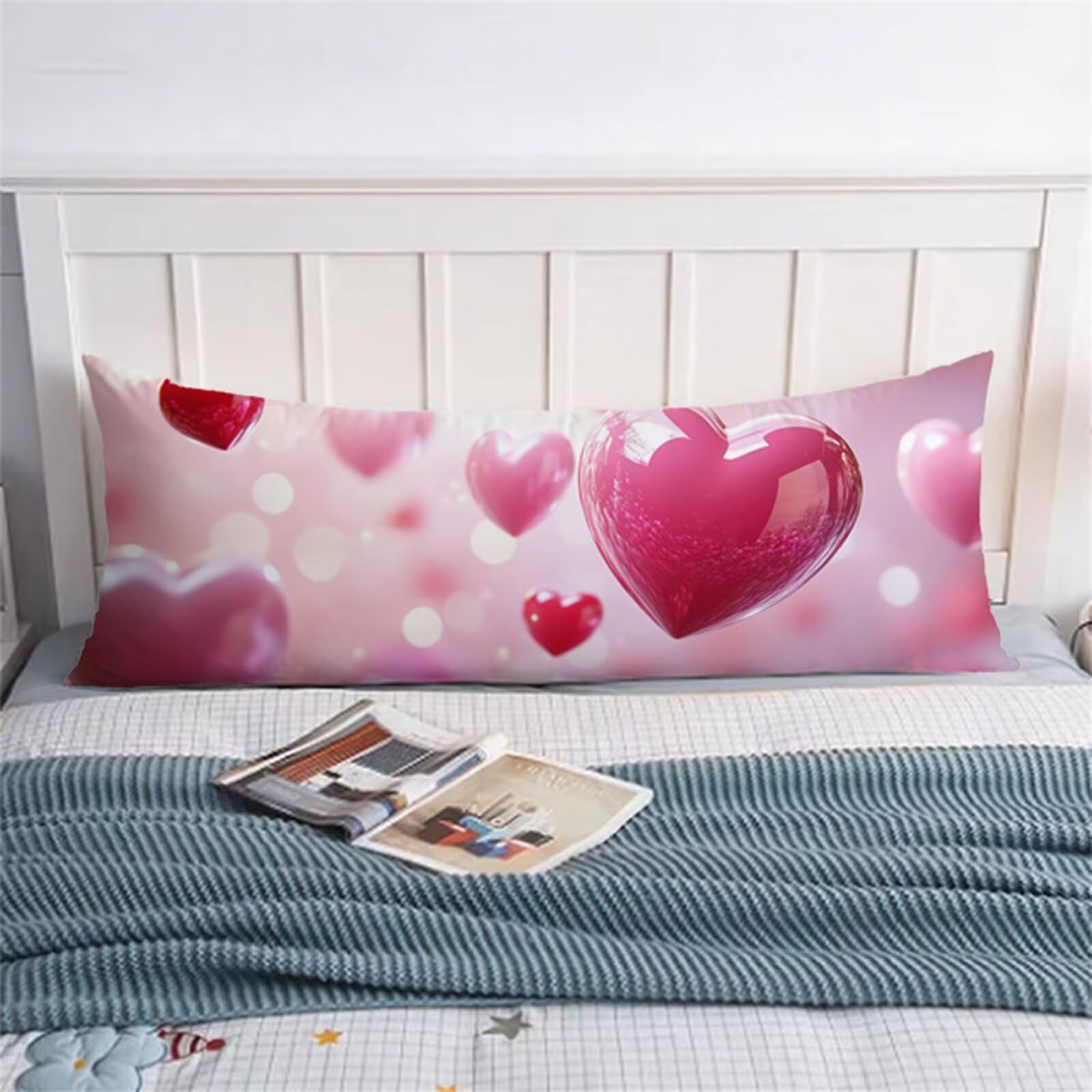 Różowa poduszka do spania na boku, poszewka na poduszkę 70 x 210 cm, poduszka do spania na boku, z ukrytym zamkiem błyskawicznym, na łóżko, sofę, miękka, odporna na poduszkę, prezent dla kobiet