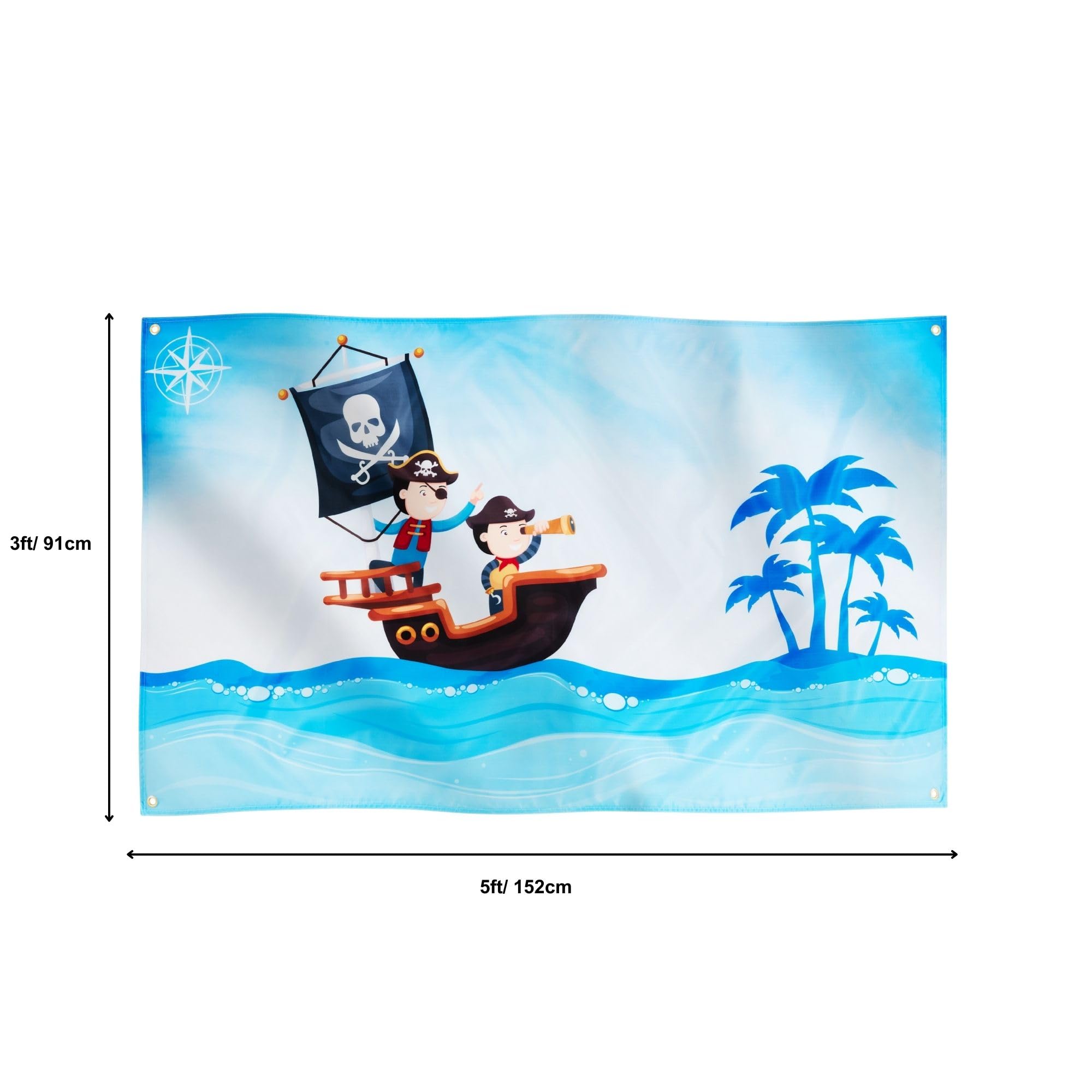 Runesol Children Pirate Flag, 91x152cm, 3ftx5ft, Children's Pirate Banner, 4 Grommets, Pirate Party Decorations - Image 2