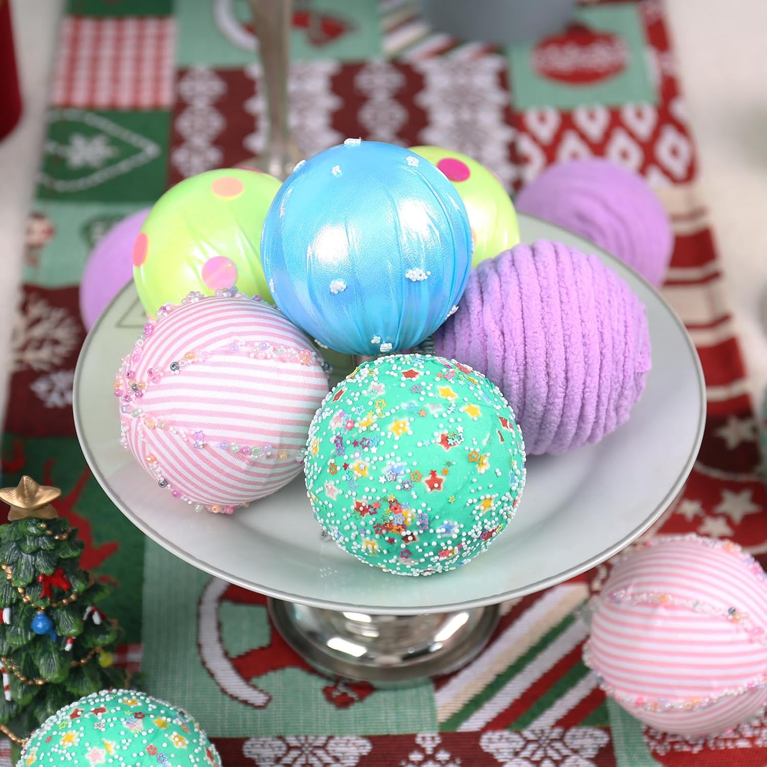 SY Super Bang 15PCS Christmas Ornaments Set, 8CM/3.14" Macaroon Colorful Pastel Candy Shatterproof Ball Ornaments Tree Hanging Decorations, for Home Holiday Party Xmas Decor. - Image 7