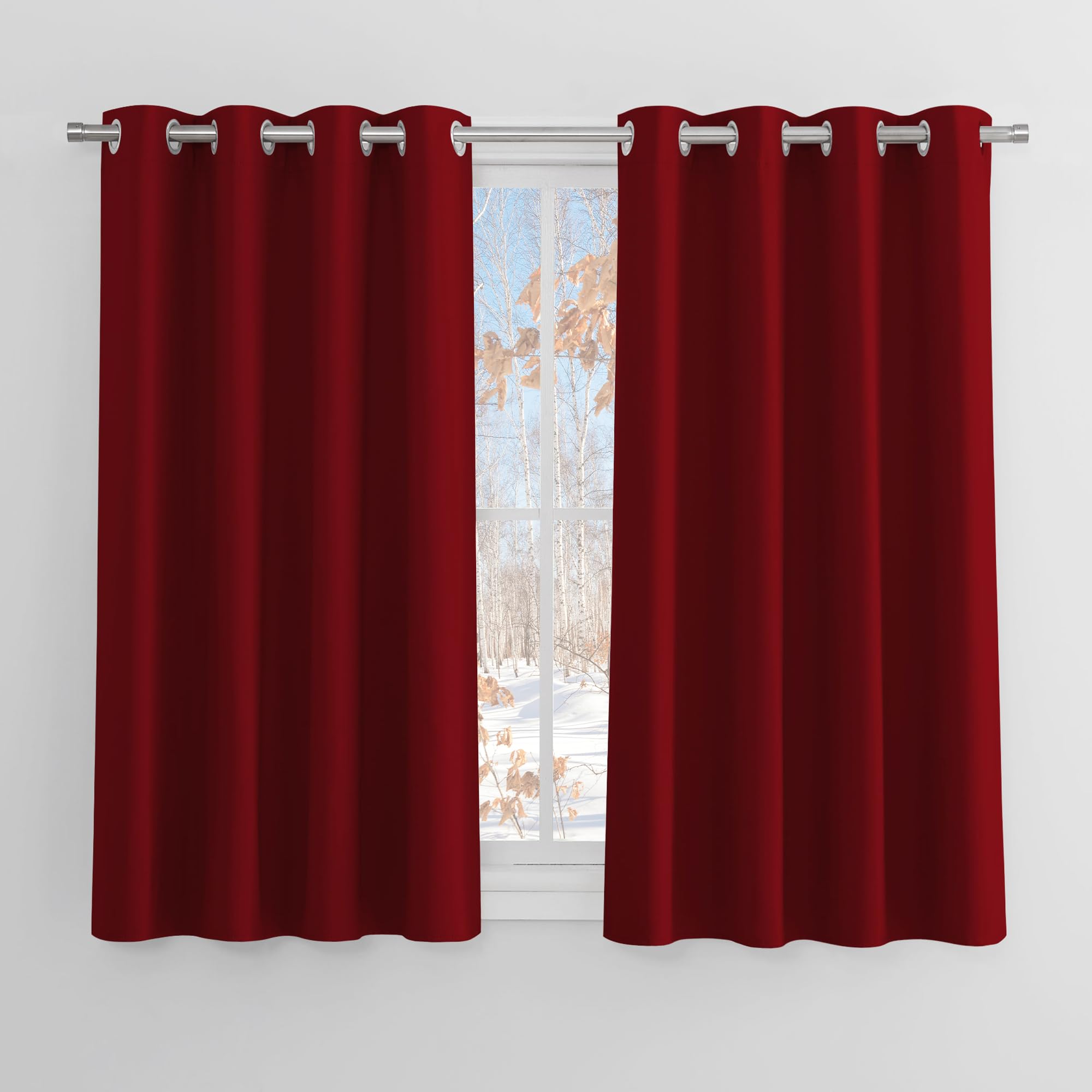 PONY DANCE Christmas Blackout Eyelet Curtains, Red, 2 Panels, 37 x 48 Inch — image 1