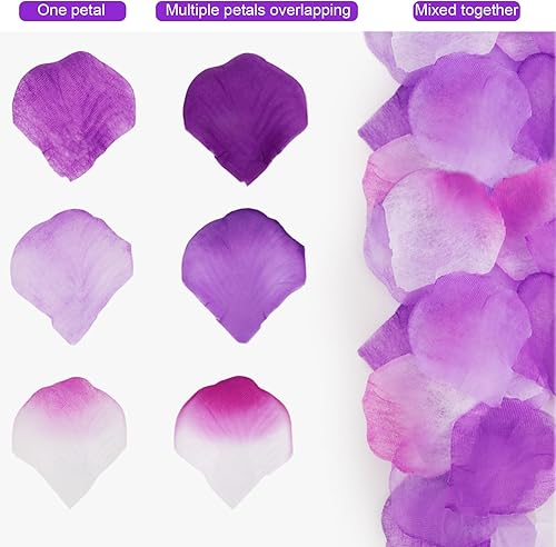 Miniatura 5 de 3000 pétalos de rosa, pétalos de rosa para bodas, pétalos de flores artificiales (morado)