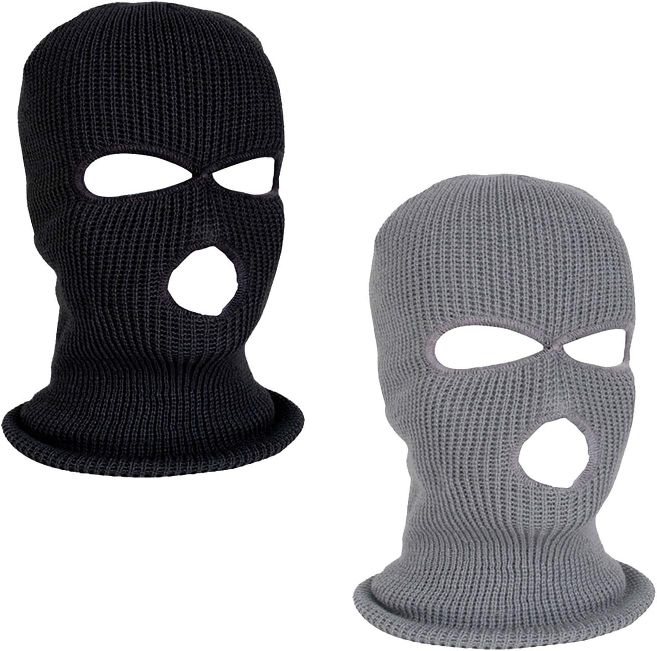 SUNTRADE 2Pcs 3 Hole Face Mask Winter Beanie Ski Snowboard Hat Cap