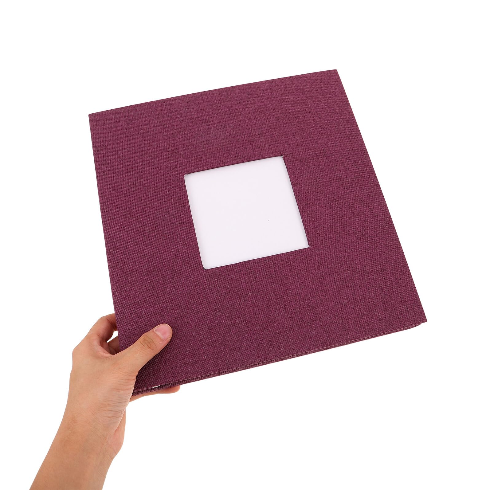 Álbum de Fotos Autoadhesivo de Lino con Ventana, 40 Páginas Púrpura