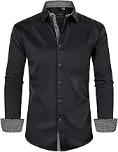 siliteelon Men Shirts Black Non Iron Dress Shirt for Men Adult Regular Fit Formal Shirt