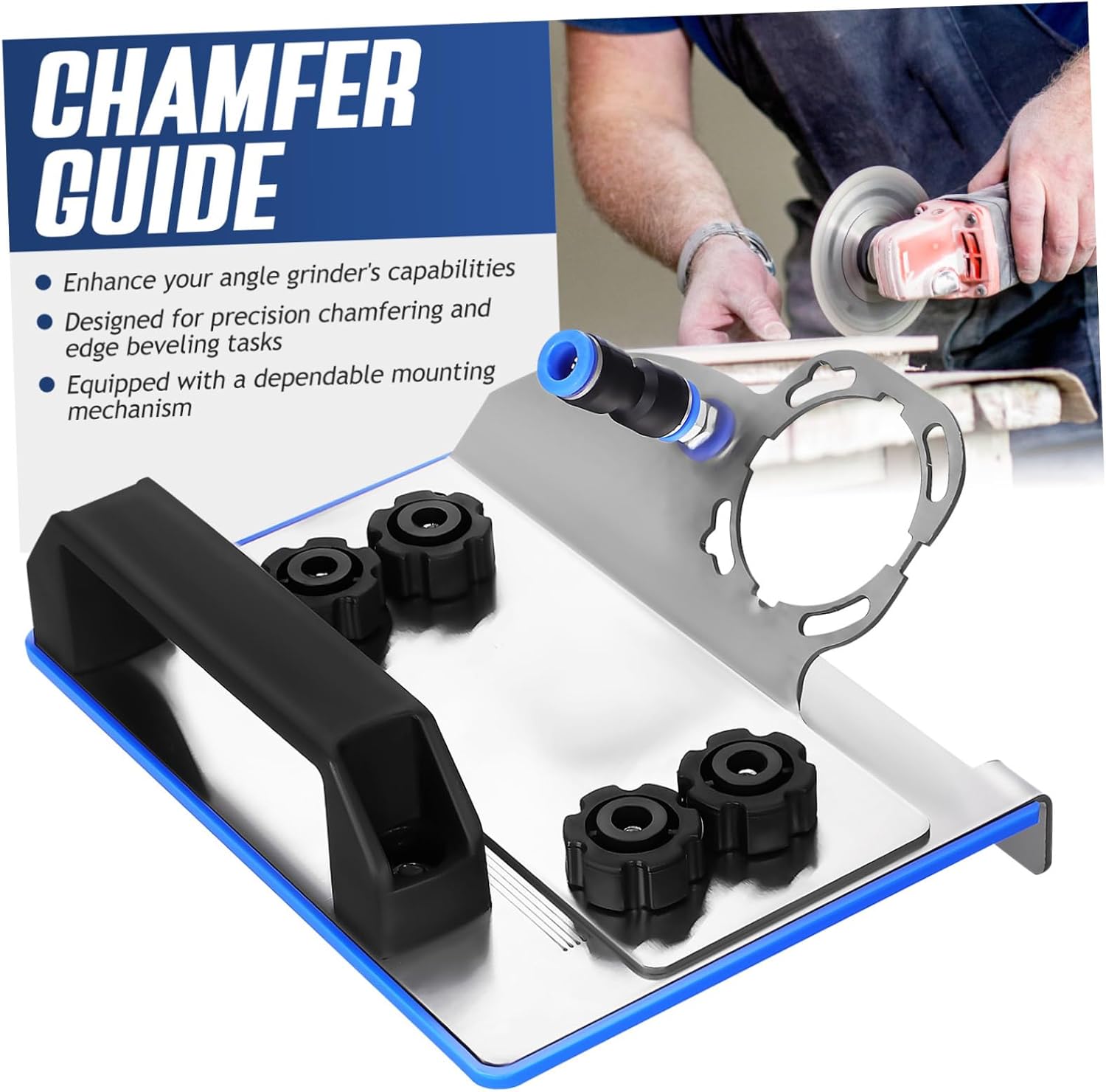 SEWACC Angle Grinder Stand for Tile Chamfering 45 Degree Chamfer Tool Adjustable Angle Cutting Guide for Tile