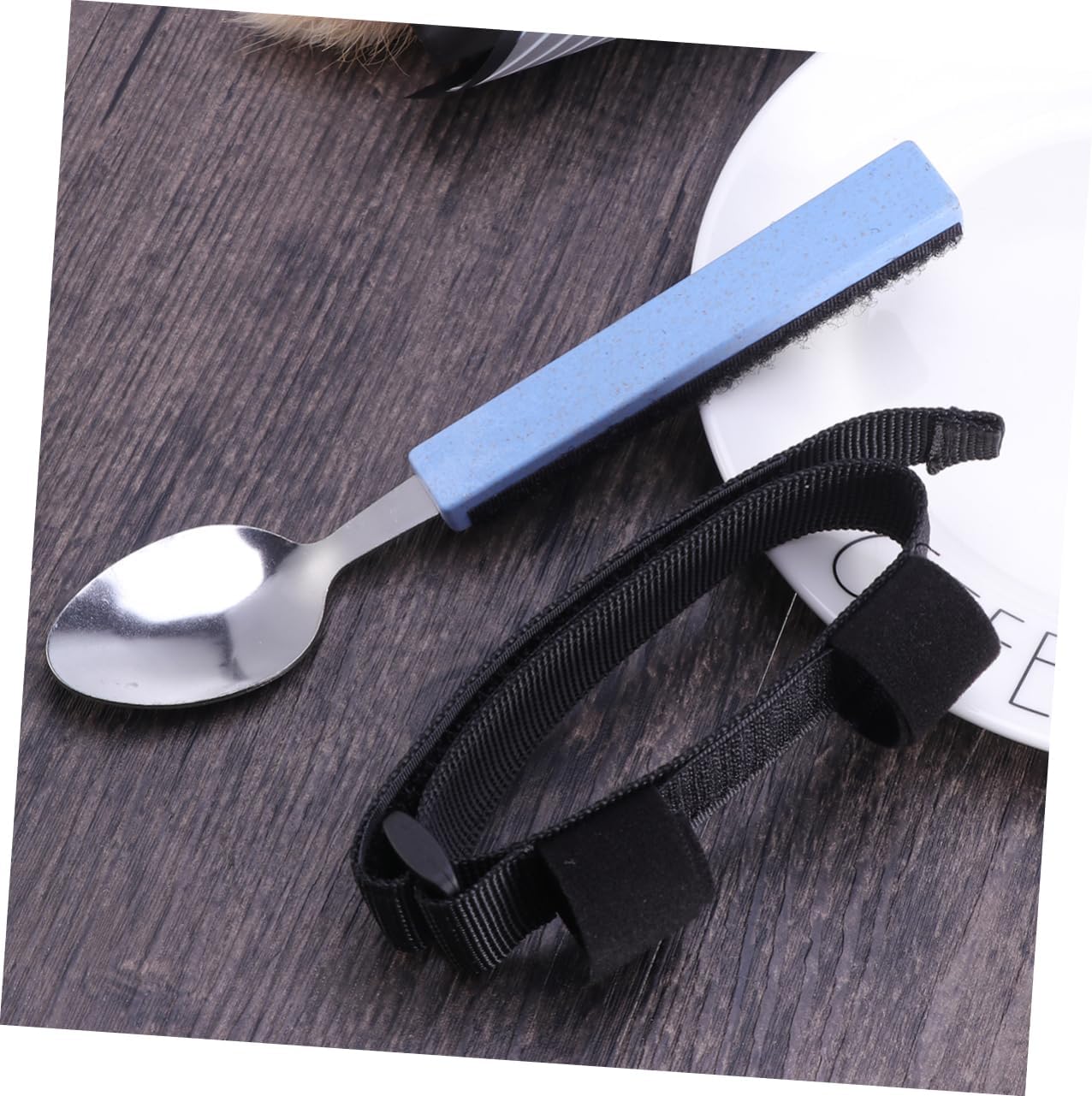 1pc Adjustable Strap Spoon for Elderly Disabled Ergonomic Self-Feeding Utensils for Home Care Nursing Facilities Disabled Aid Dining Tool