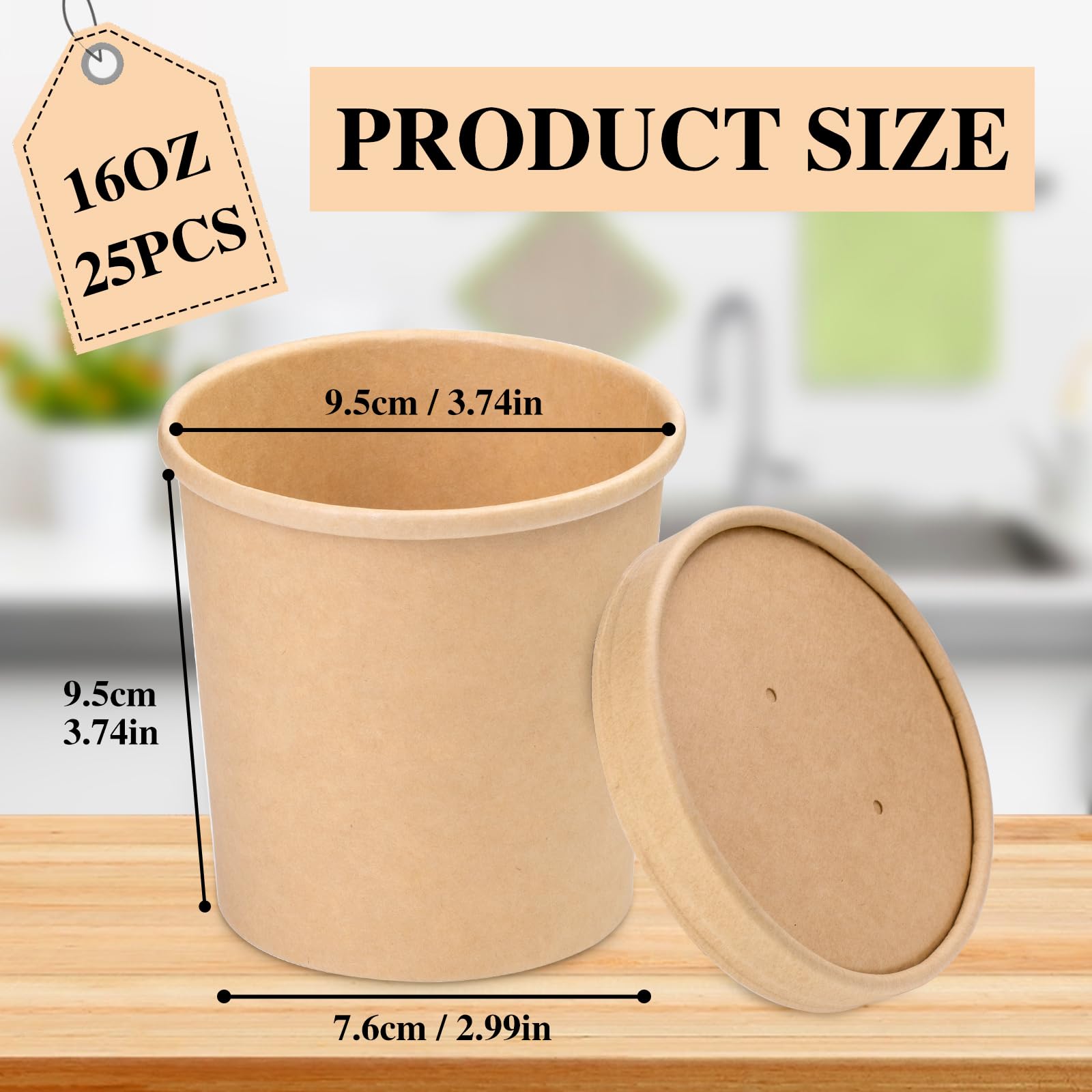 Lot de 25 gobelets à crème glacée avec couvercles - Parfaits pour la maison, les fêtes et le bureau - 450 ml