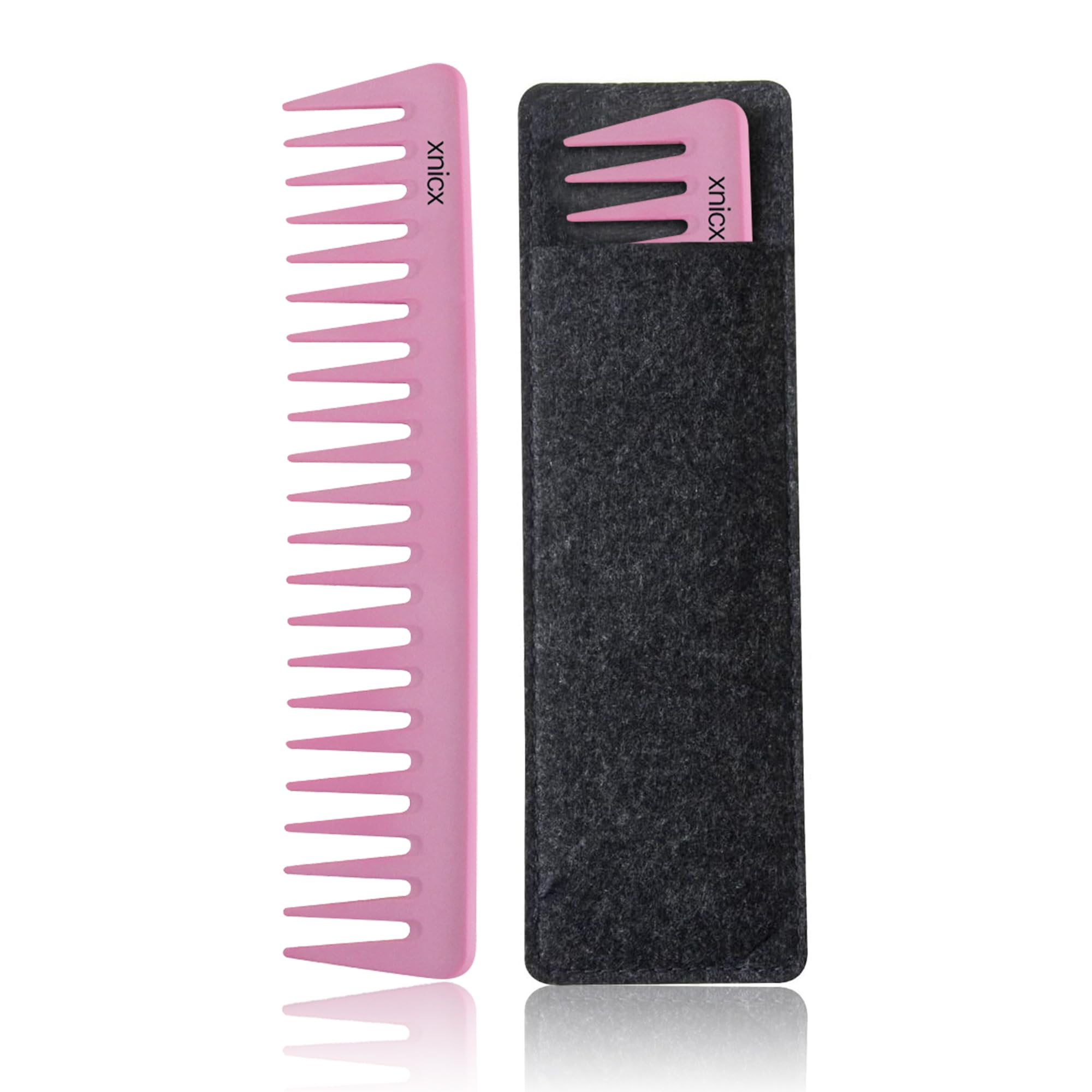 7.48 Inch Wide Tooth Comb,Pink Carbon Hair Detangling Wide Tooth Comb,Professional Styling Shower Comb for Men and Women,Detangler Comb for Curly Hair,Long Hair,Wet or Dry Hair in all Types