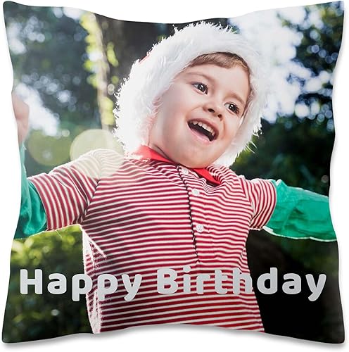 Almohada de fotos personalizada de 12 x 12 pulgadas, funda de almohada personalizada de doble cara con texto de imagen, funda decorativa suave,
