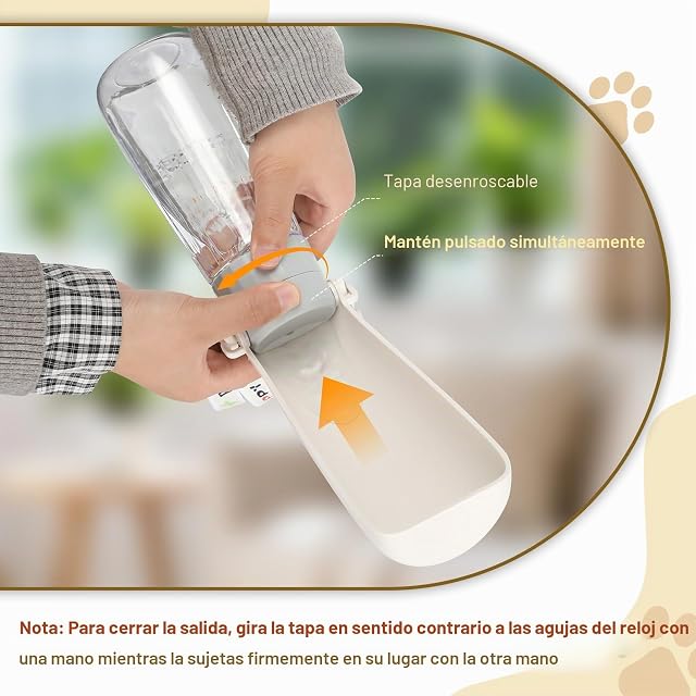 Foto 6 de 8 de VINATO 500ML Bebedero Perro Portatil 180° Plegable Bebedero Agua Perro Botella Gatos a Prueba de Fugas…