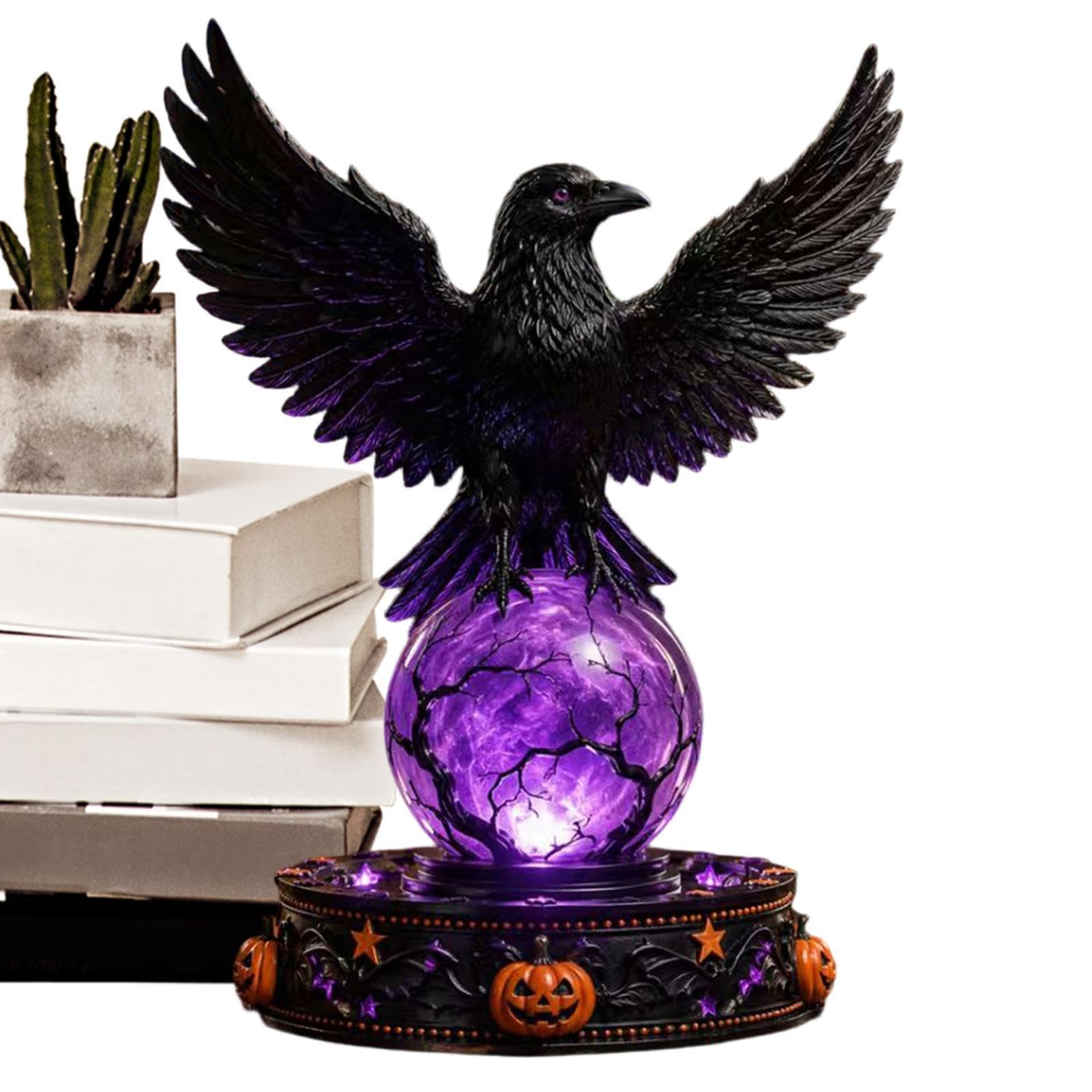 di Halloween Decor gotico corvo fantasma estetico piccole figurine | Lampada da tavolo per Halloween Nightlight per la casa soggiorno casa stregata scrivania tavolo camino autunno festa vacanza