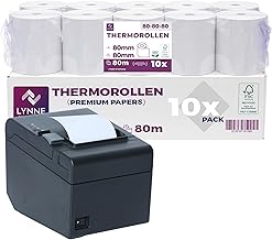 LYNNE Thermal Roller 80 x 80 x 12 – 80 x 80 cm Reel for Printers – Thermal Printer Roll 80 mm x 80 m x 12 mm – BPA Free – [10x]